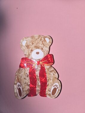 Teddy Bear🐻 With Red Bow🎀 Hair Clip